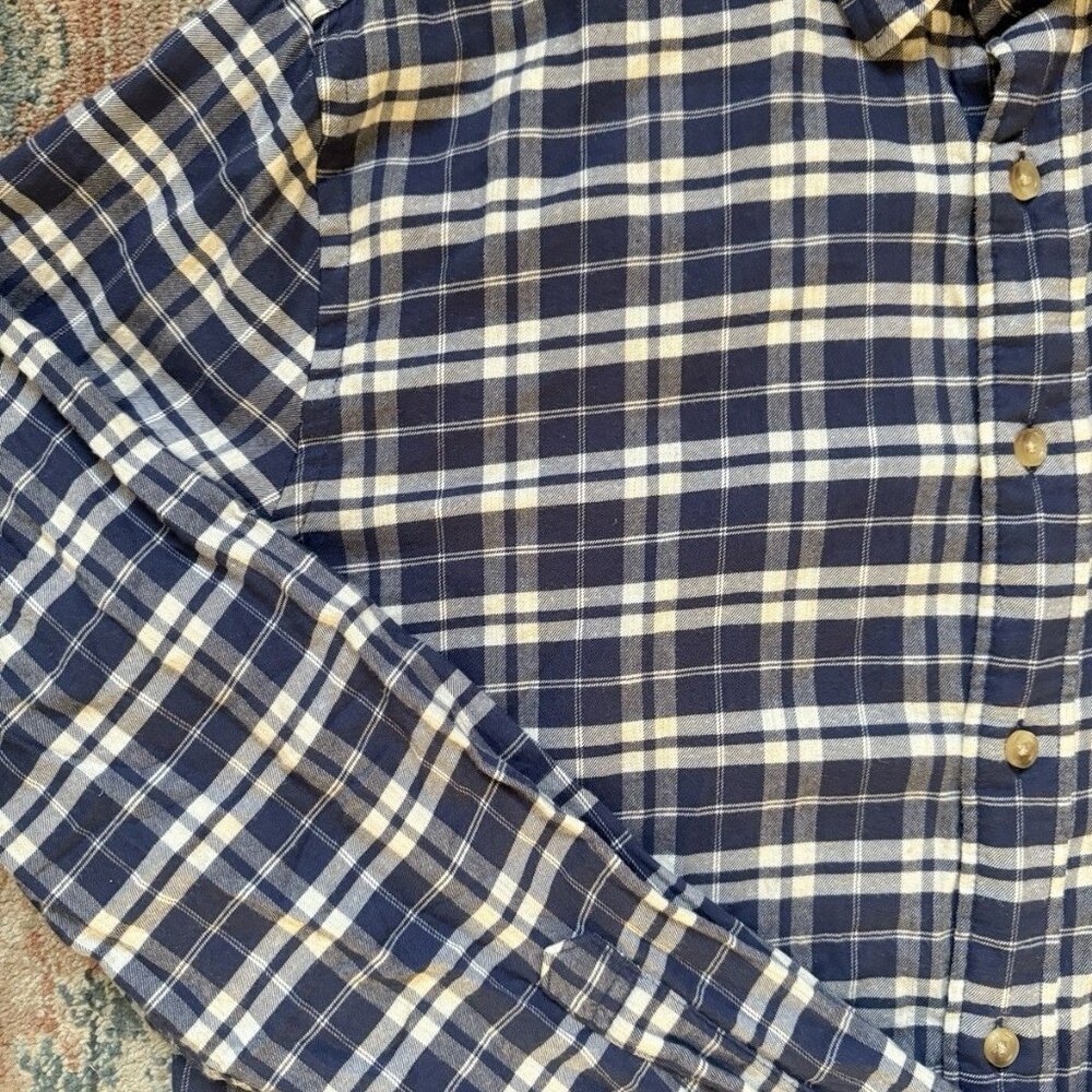 Faherty Men's Shirt Size Large L Plaid Flannel Button Down Long Sleeve Blue EUC - Picture 4 of 10